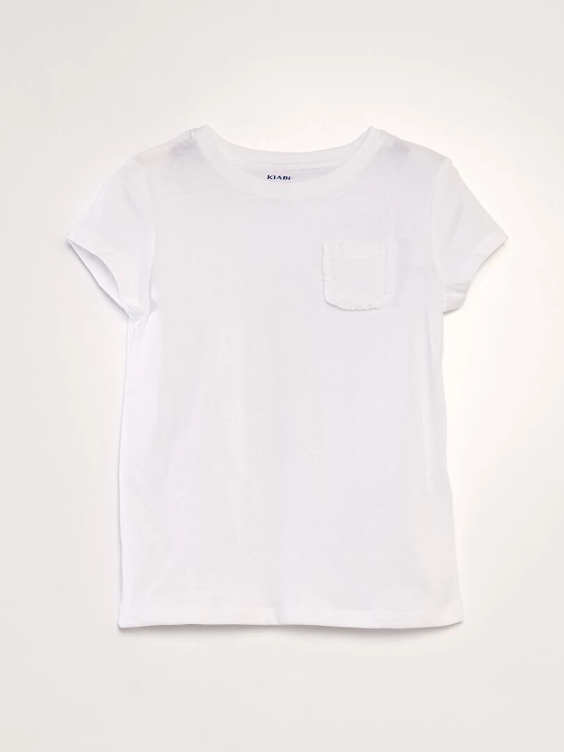T shirt uni avec poche blanc