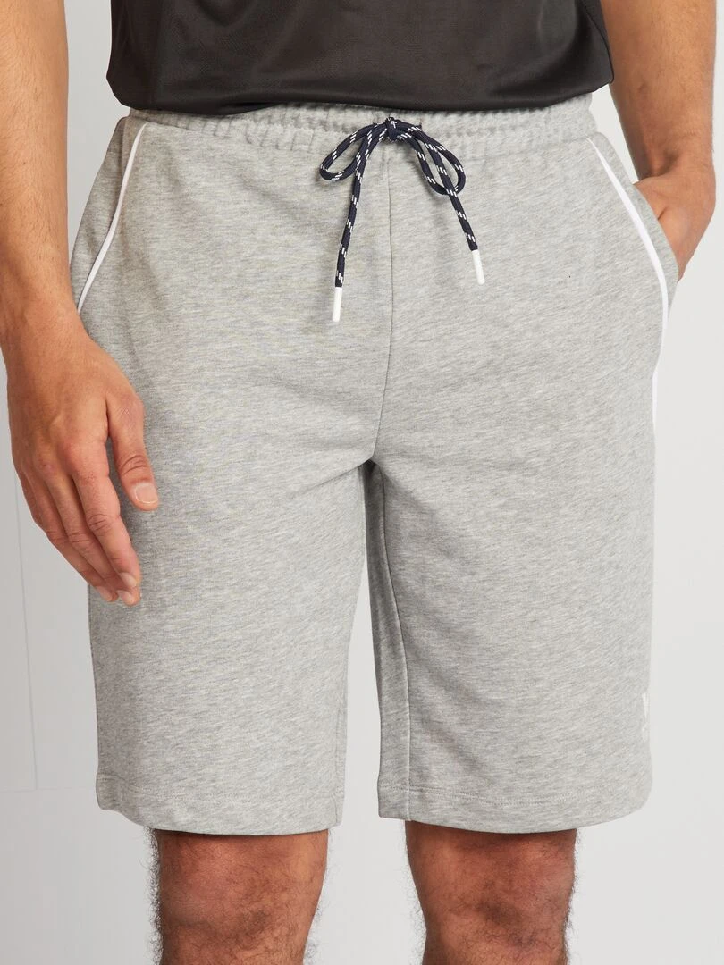 Short en molleton à taille élastiquée Gris
