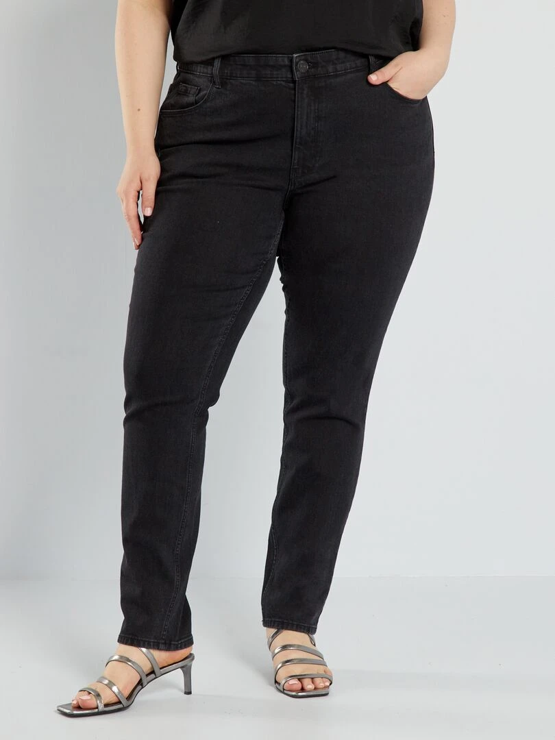 Jean slim à taille haute L32 Noir