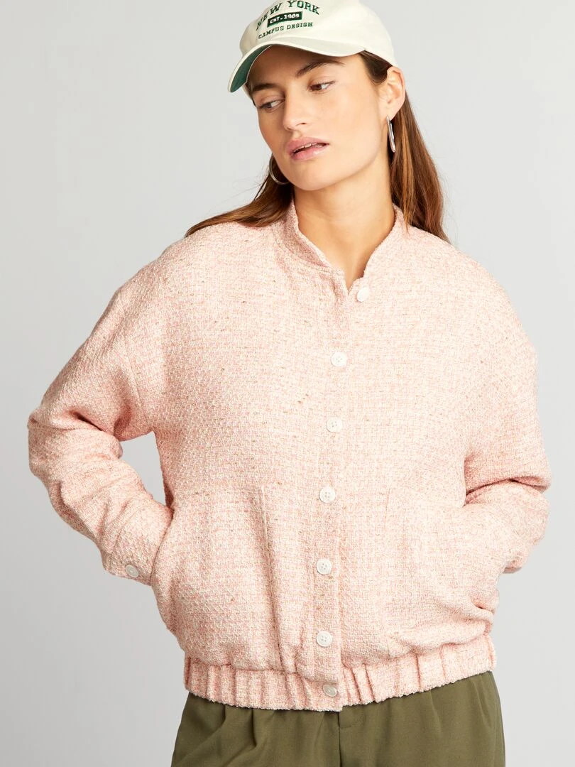 Blouson en tweed   Rose