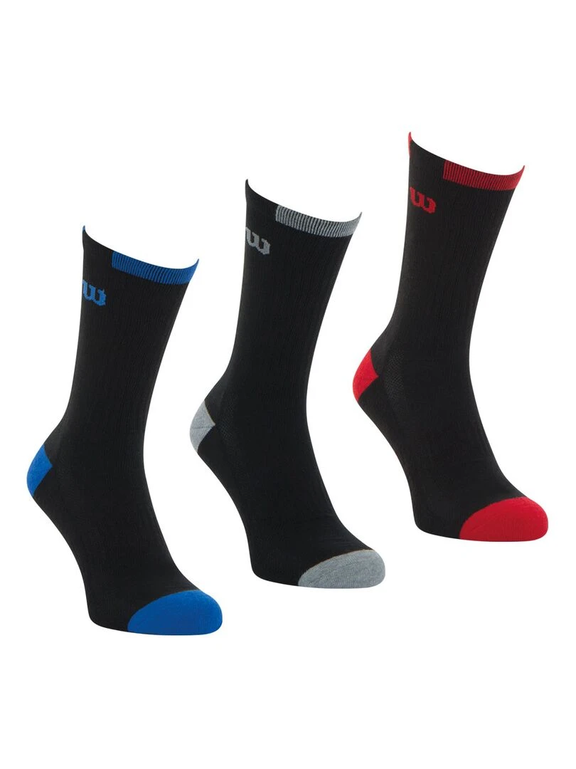 Lot de 3 paires de chaussettes Crew Homme Wilson Noir