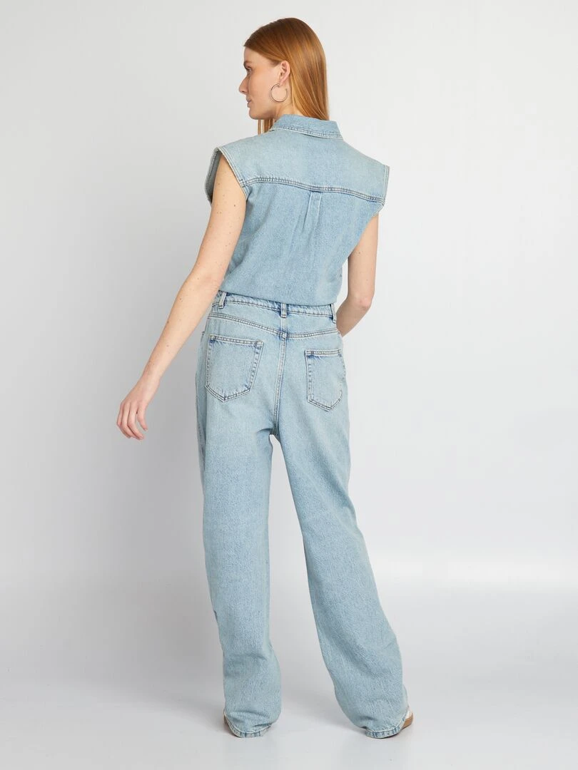 Combinaison en jean sans manches   Bleu