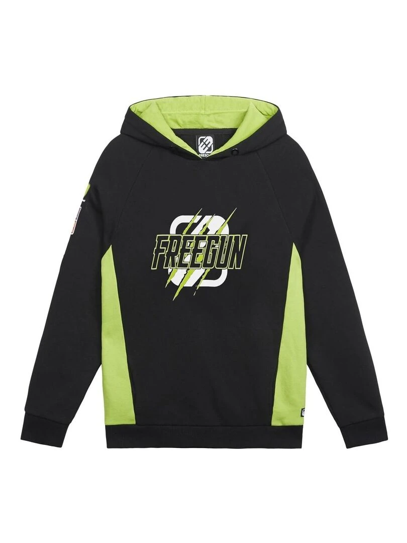 Sweat garçon à capuche Collection Racing Freegun Noir
