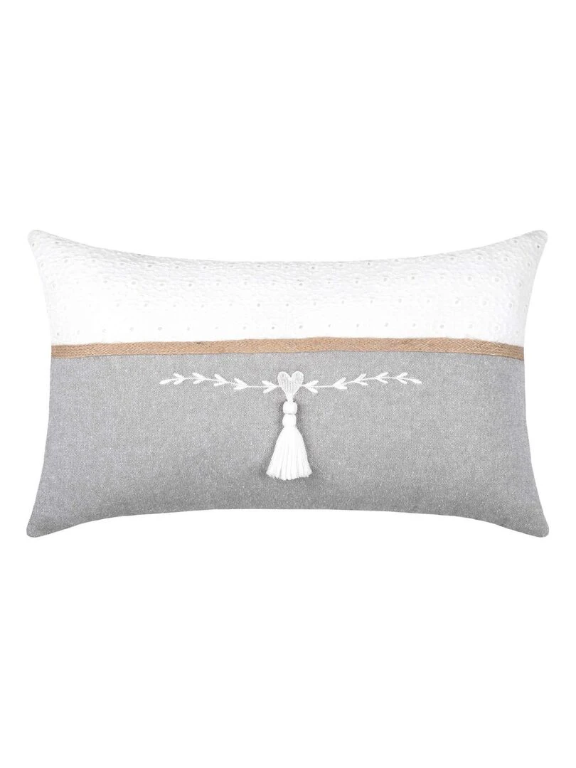 Coussin rectangulaire esprit romantique Gris clair