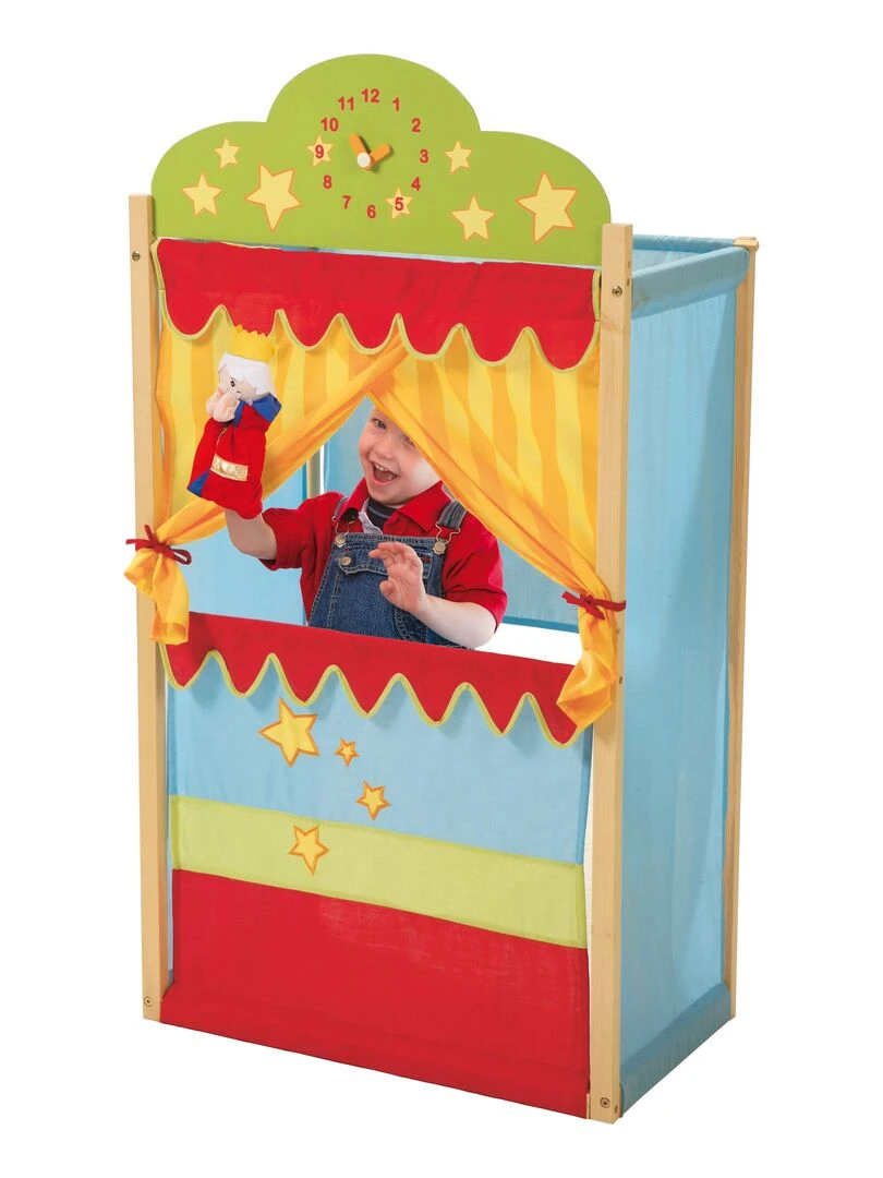 ROBA Théâtre de Guignol en Bois et Tissu   Monté sur Pied   Multicolore   N/A
