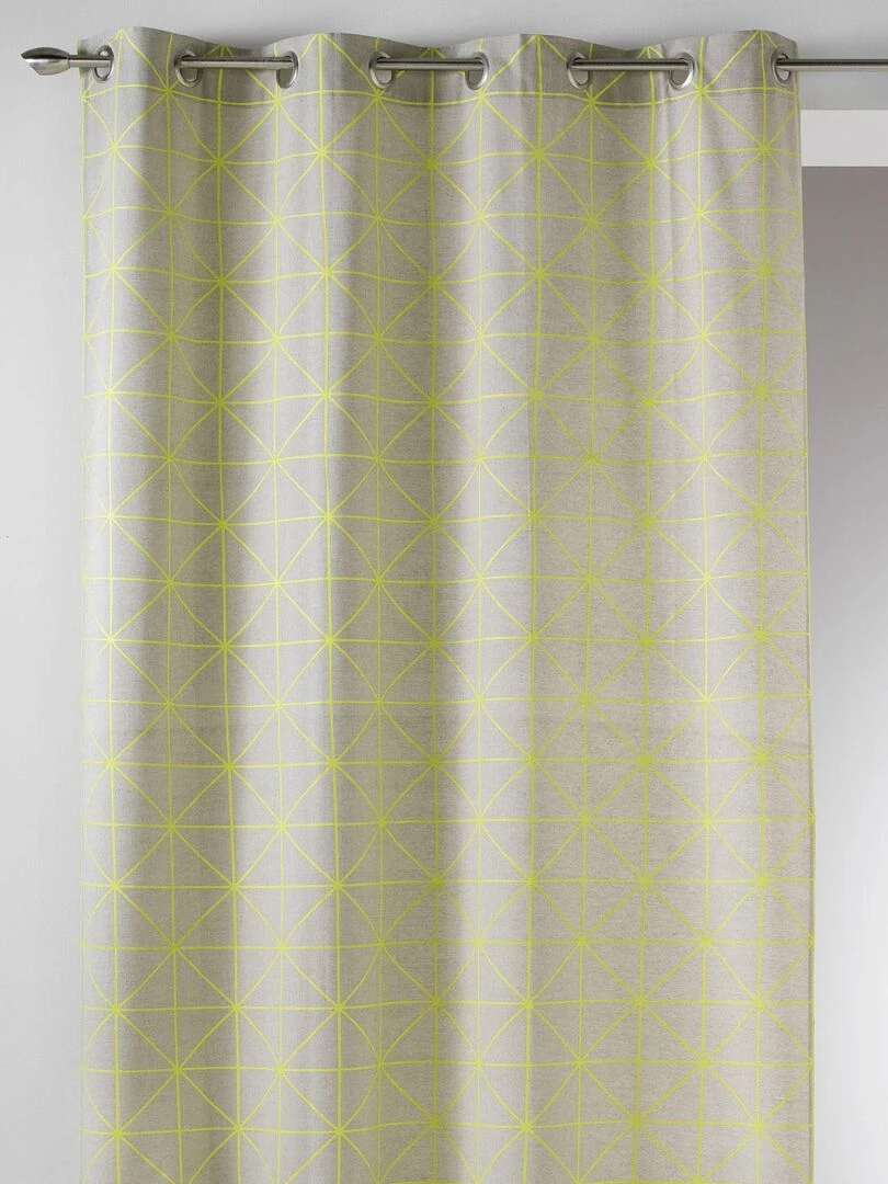 Rideau en toile de coton aux imprimés design Jaune