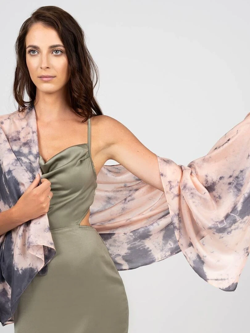Etole Soie Tie Dye Humva 100% Soie VietNam Rose