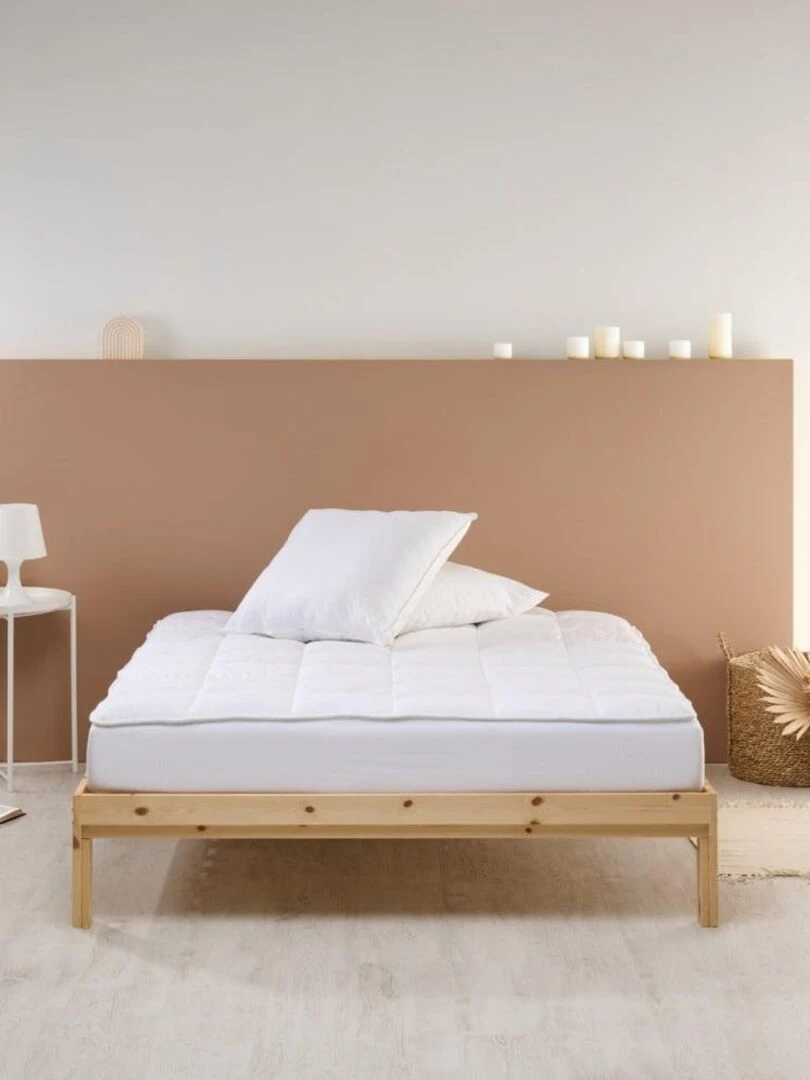 Bleu Câlin Surmatelas sensation duvet moelleux Blanc