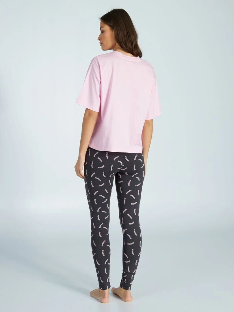 Pyjama long 'Donald'   2 pièces   Rose/noir