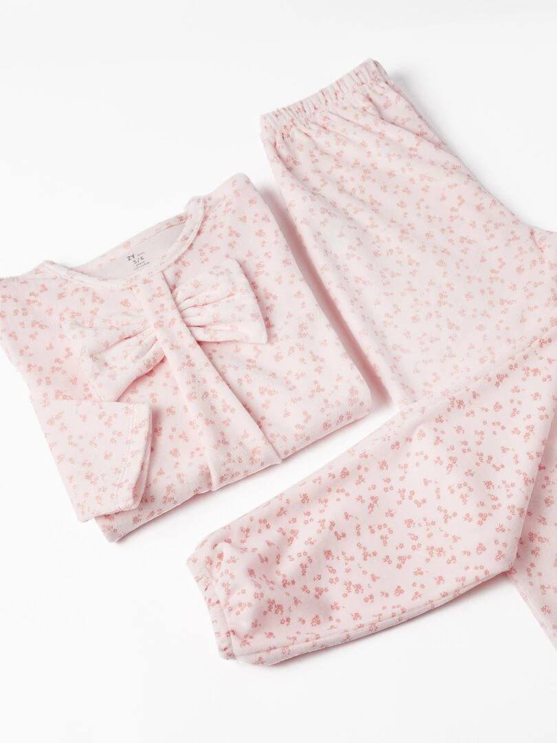 Pyjama en velours avec nœud pour fille   ESSENTIALS LINE   Rose clair