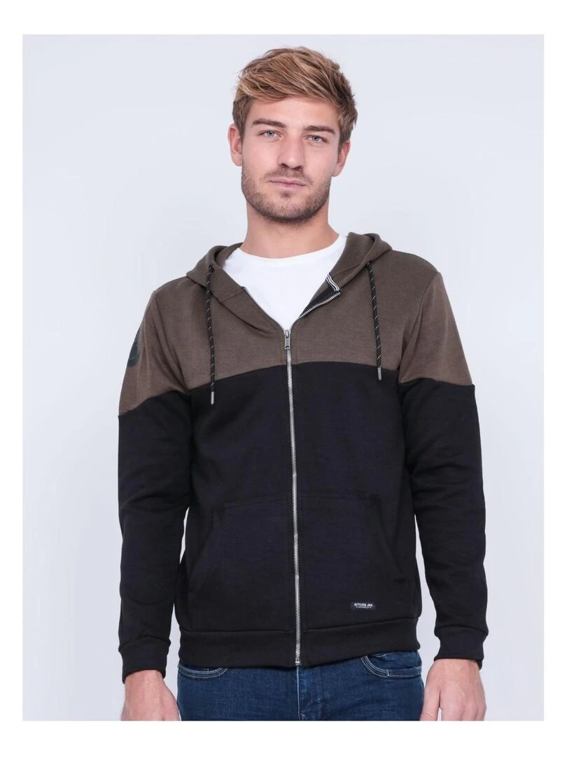 Sweat zippé capuche WICKER Kaki