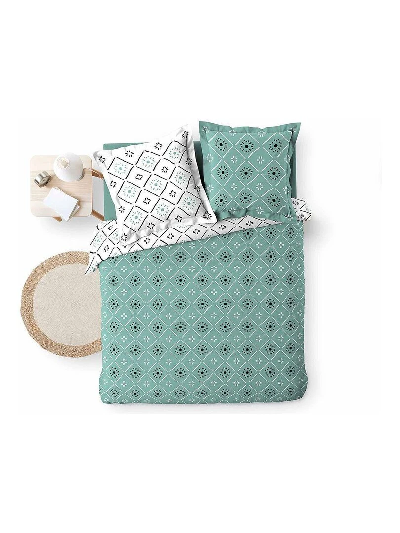 Housse de couette + 2 taies d'oreiller Tahina Bleu