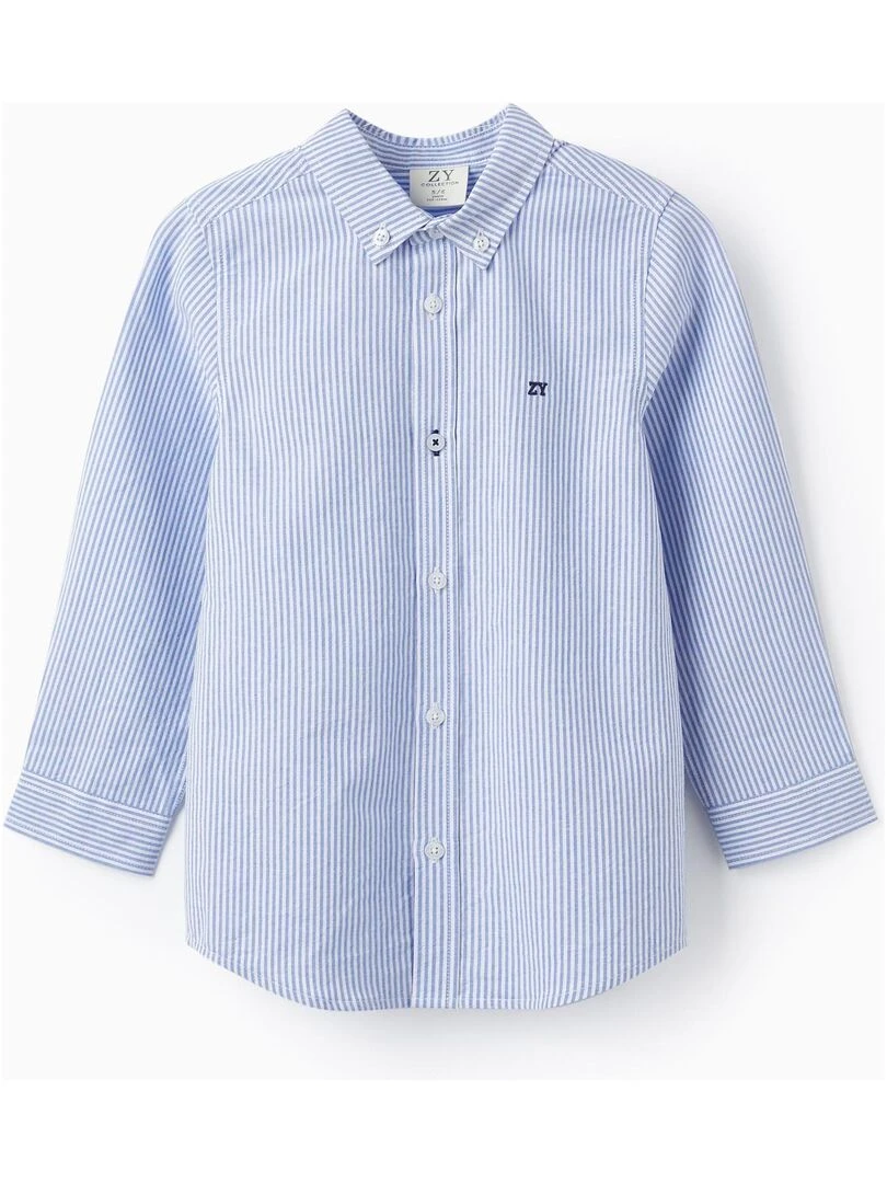 Chemise en Coton à Rayures pour Garçon 'ZY' manches longues ROYALS OFF DUTY Bleu clair