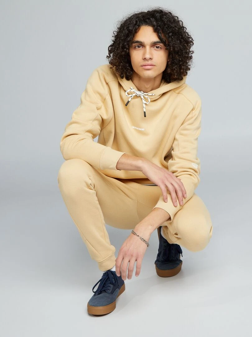 Sweat à capuche avec poches plaquées   Beige