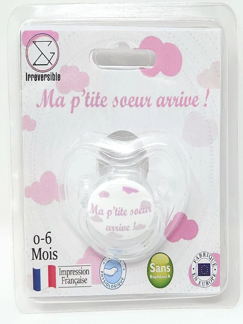 Sucette " Ma p'tite soeur arrive ! "   Rose