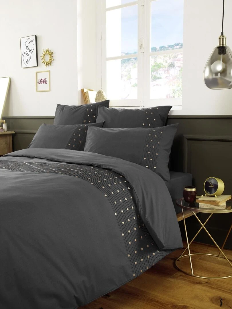 Housse de couette Collection Belle Agate uni   gris anthracite