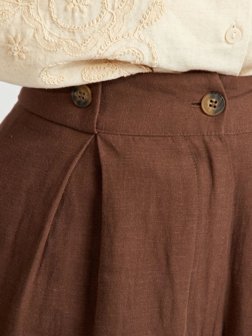 Short de tailleur en lin   Marron