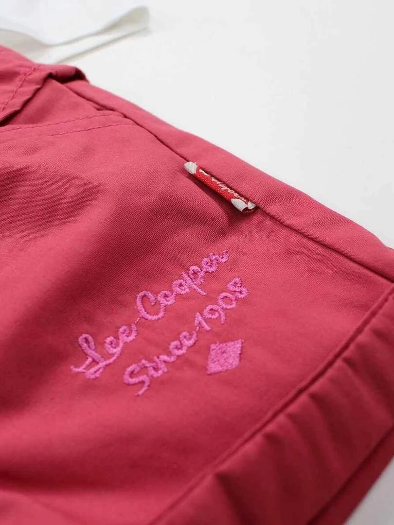 Lee Cooper   Ensemble ​​T shirt short bébé fille Imprimé Logo   Rose