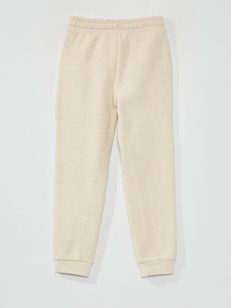 Pantalon de jogging en piqué de coton   Coupe + ajustée   Beige