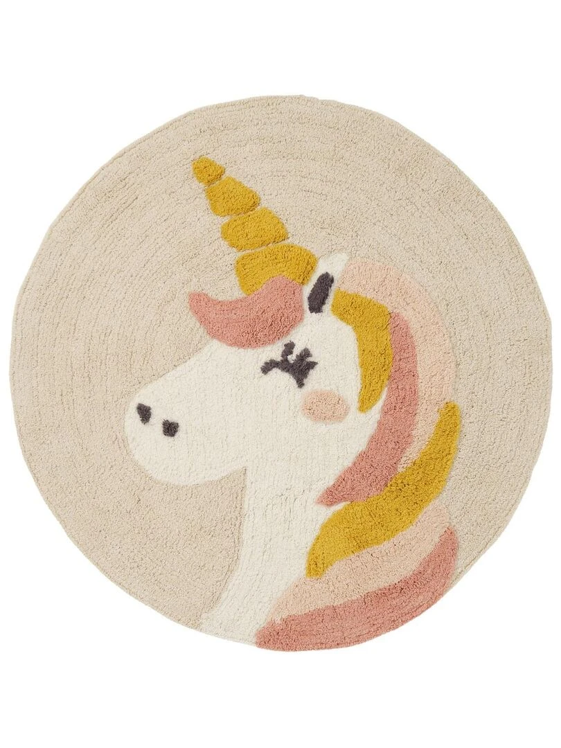 Guy Levasseur Tapis enfant rond en coton ecru Beige