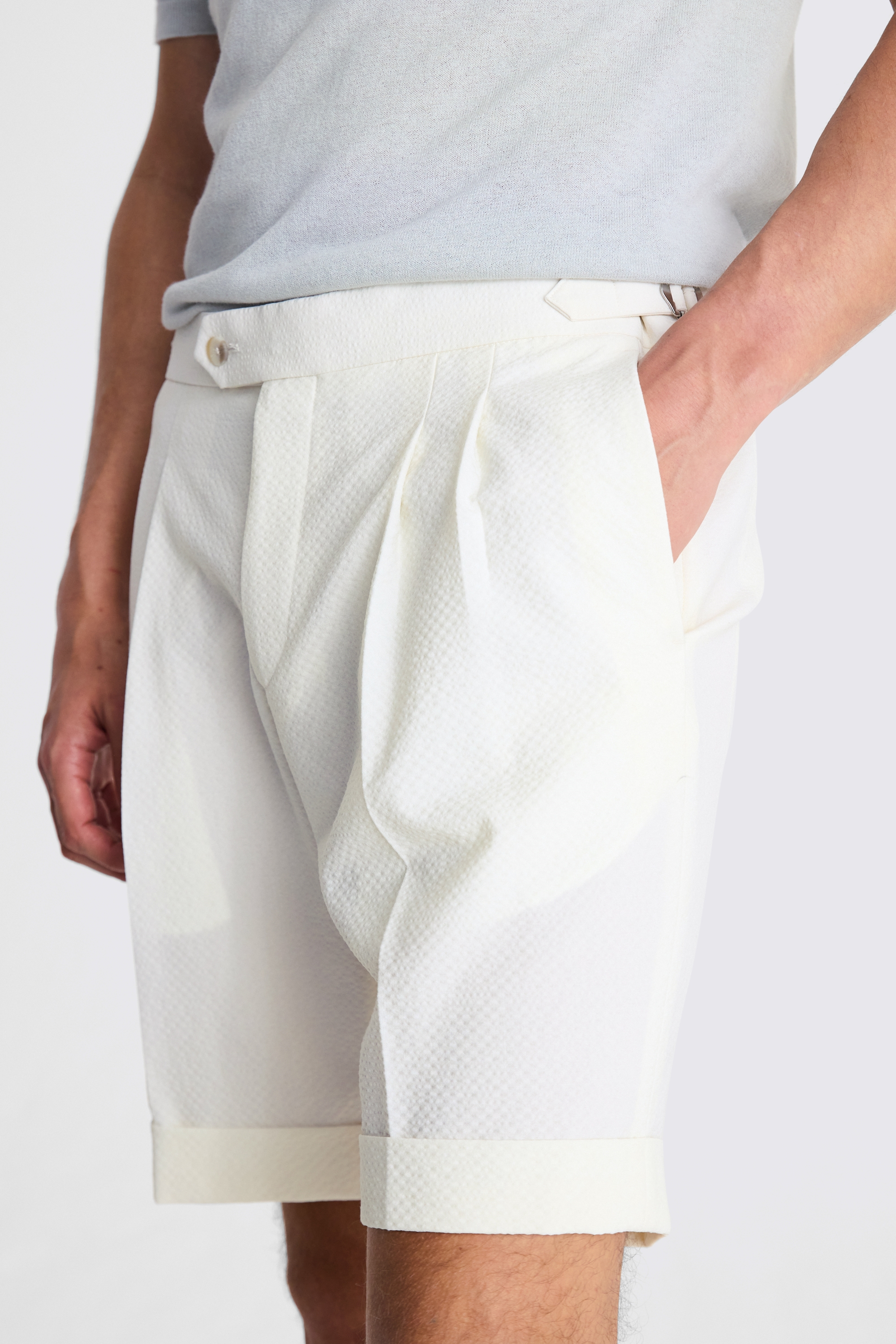 Ecru Seersucker Shorts   Buy Online at Moss