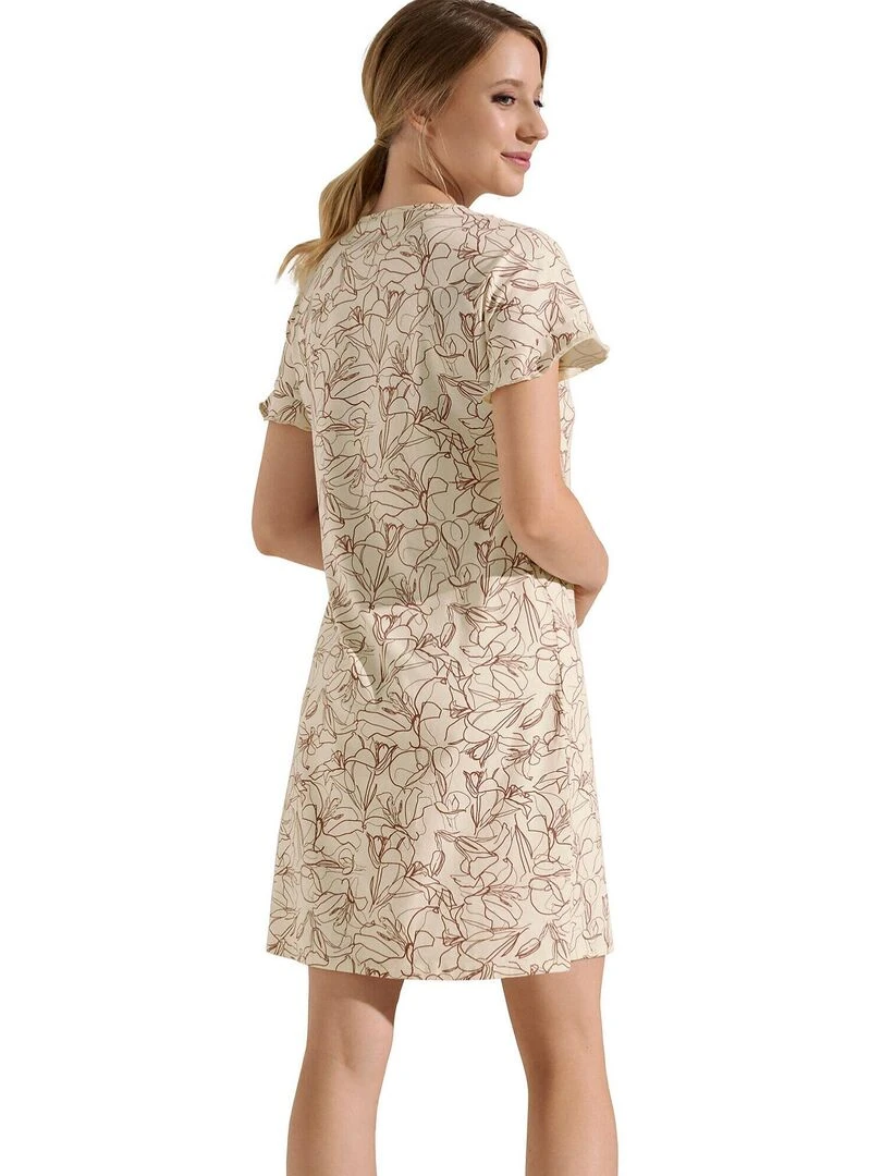 Chemise de nuit manches courtes Nina Beige