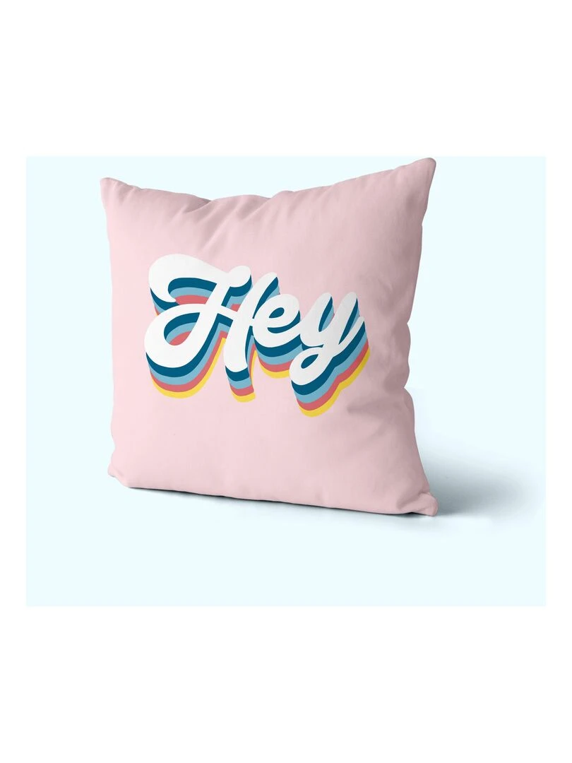 Housse de coussin décoratif Hey "Happyfriday"   Blanc