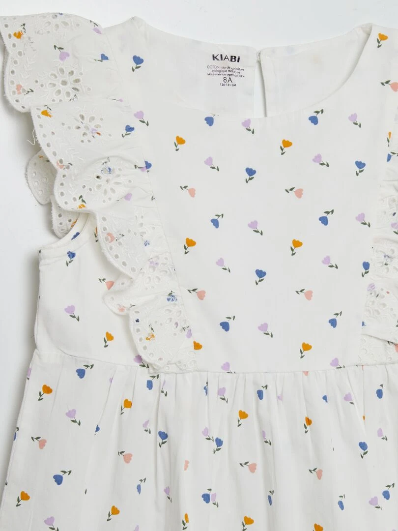 Robe à volants Blanc/violet/bleu/jaune