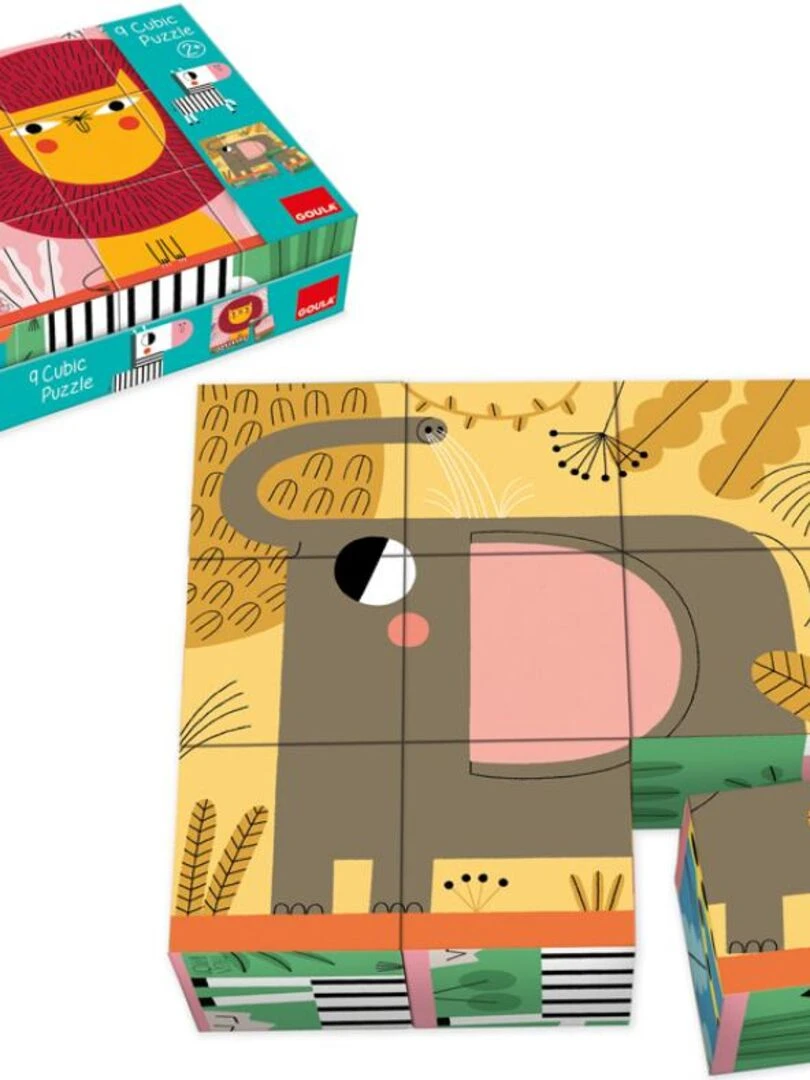 Puzzle cube bébé animaux de la savane (9 pièces)   N/A