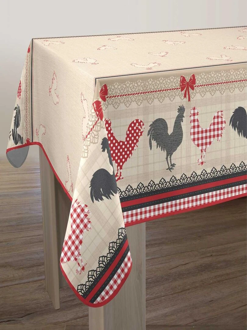 Nappe Anti taches Coq   Carrée 150 x 150 cm   Rouge