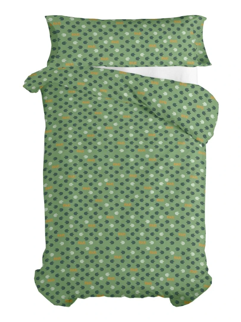 Parure housse de couette 2 pièces Happydino (D) "Happyfriday"   Blanc