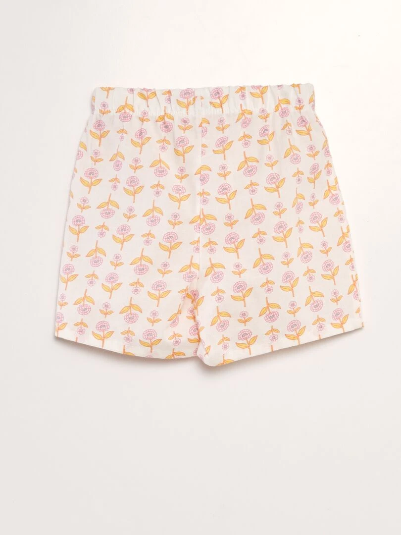 Ensemble de pyjama imprimé   2 pièces   Blanc/orange