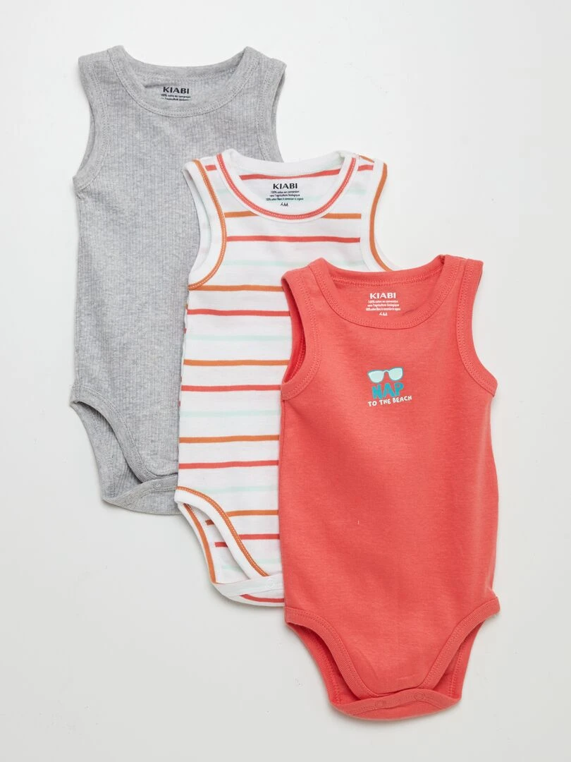 Lot de 3 bodies sans manches Rouge