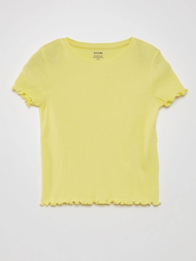 T shirt côtelé Jaune