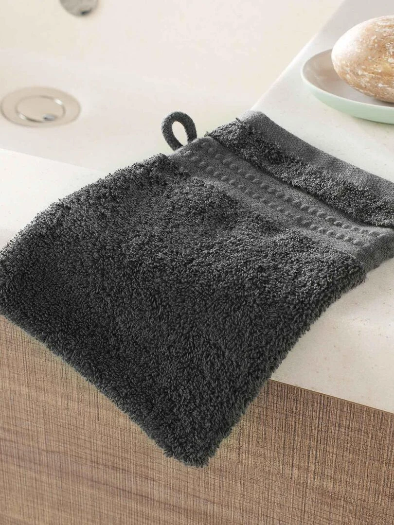 Lot de 2 gants de toilette Collection Excellence gris anthracite