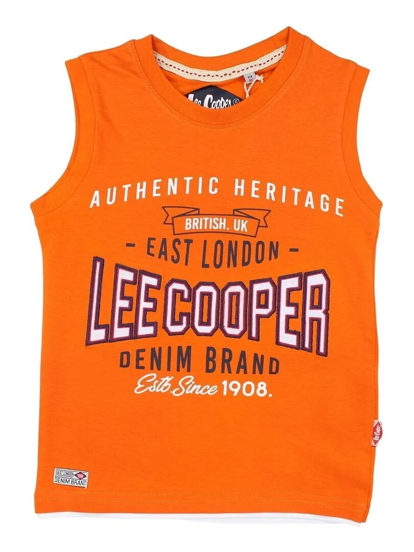 Lee Cooper T shirt garçon imprimé logo en coton Orange
