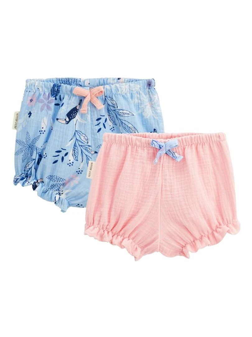 Lot de 2 bloomers bébé en gaze de coton Bella Chica Bleu