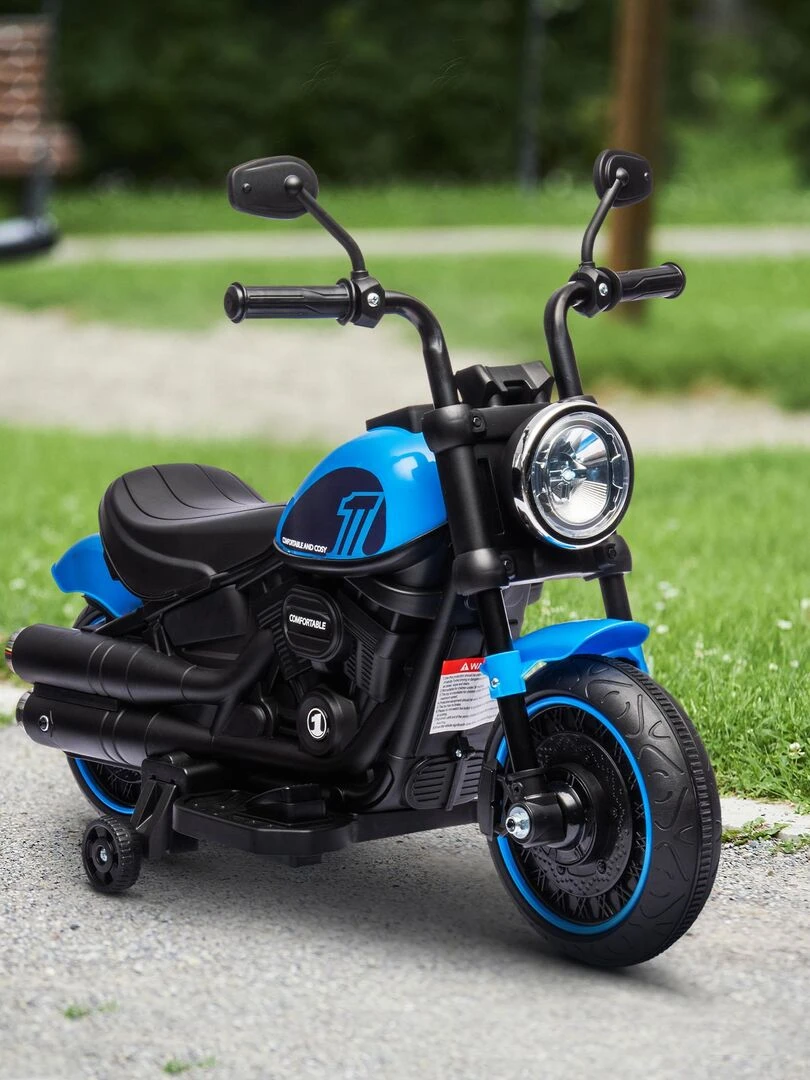 Moto électrique enfant 6 V 3 Km/h max. effet lumineux   Bleu