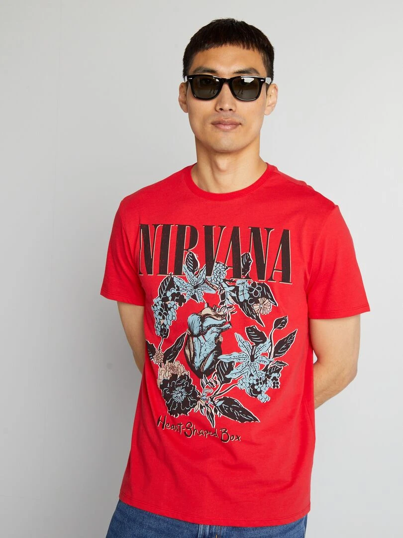 T shirt 'Nirvana' à col rond   Rouge