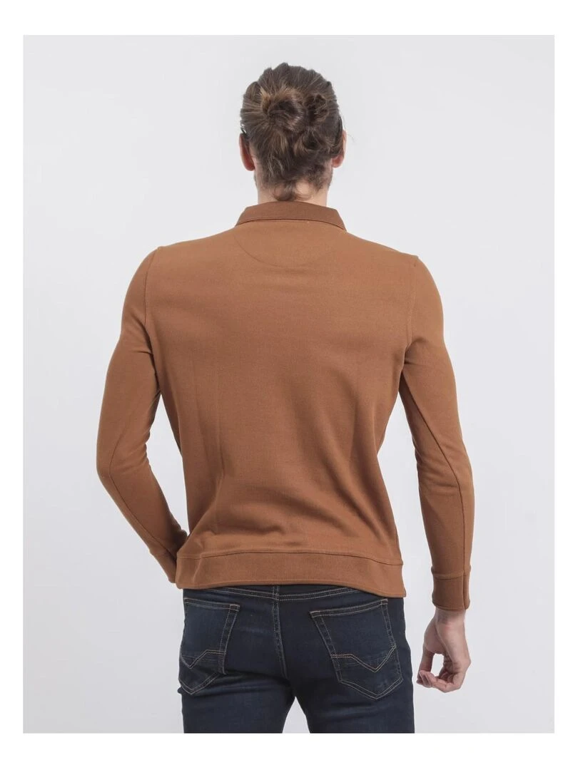 Pull fin col polo WAMITOL Marron caramel
