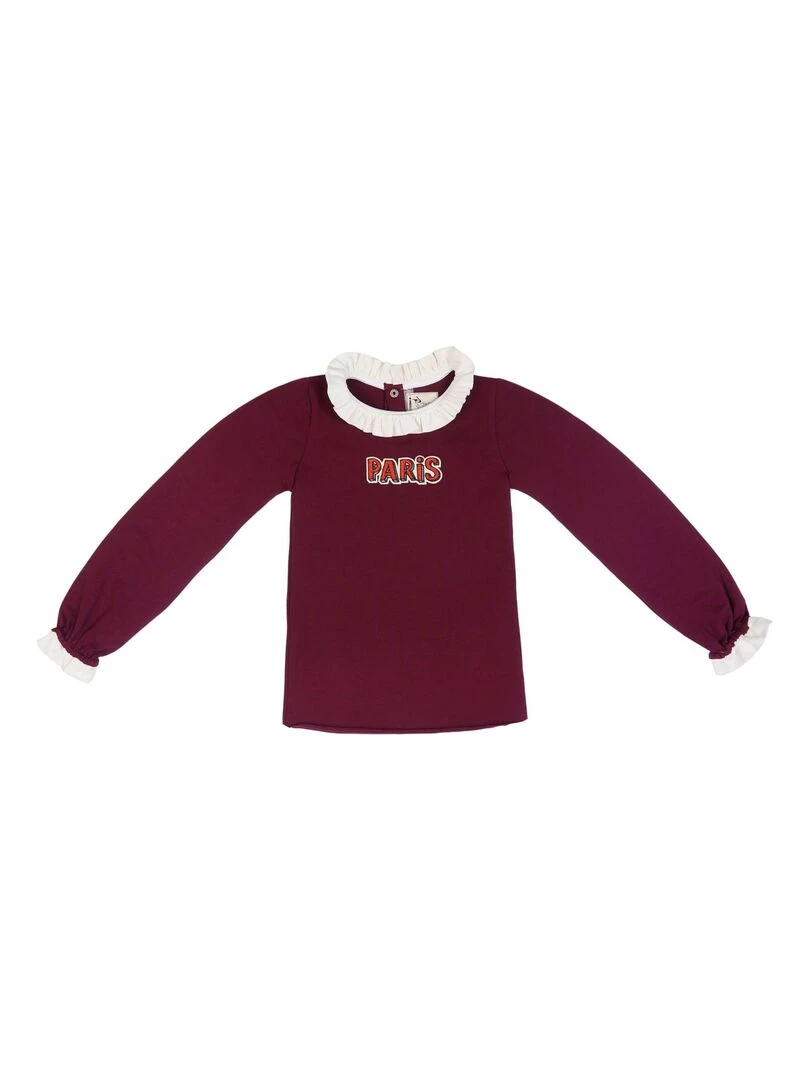 Tee shirt manches longues    Prune  Paris  CAMILLE   'LA FAUTE A VOLTAIRE'   Bordeaux