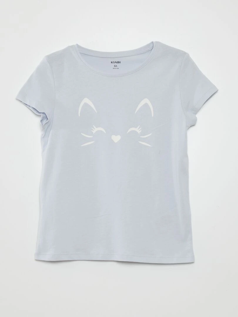T shirt imprimé manches courtes Bleu clair