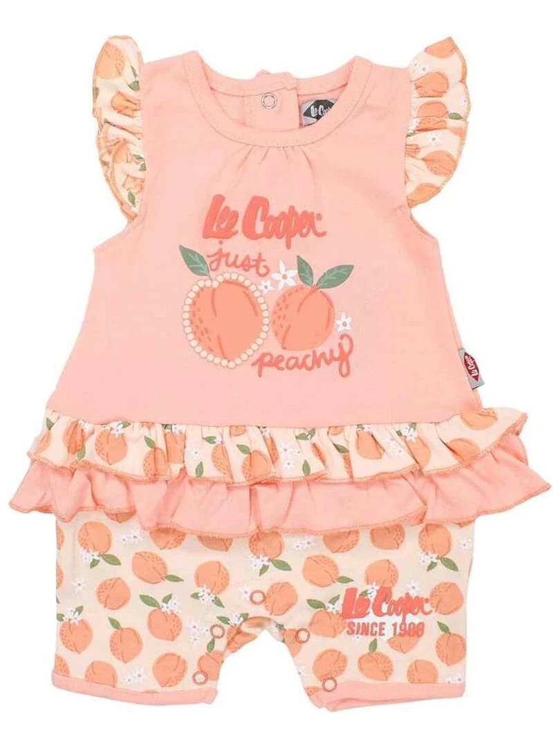 Lee Cooper Combishort bébé fille imprimé logo en coton Orange clair