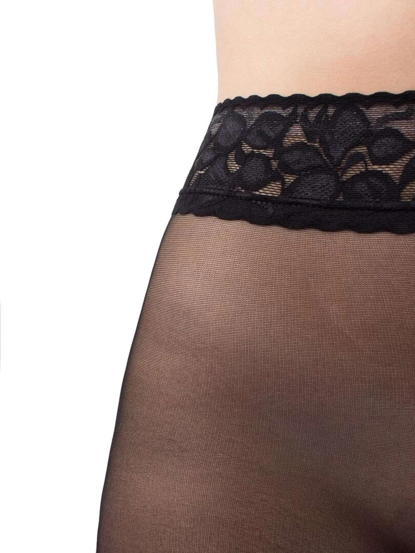 Giulia   Impresso Collant 40den avec taille en dentelle   Noir   S   Noir