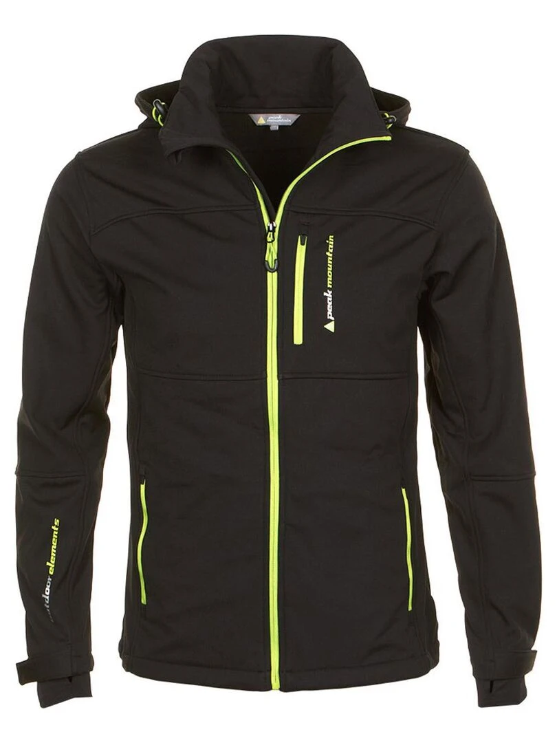 Blouson softshell garçon ECANNE PEAK MOUNTAIN Noir Jaune