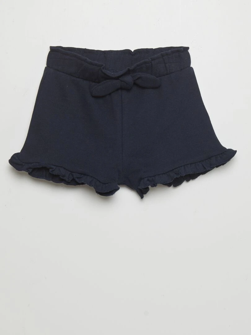 Short en molleton avec volants Bleu marine