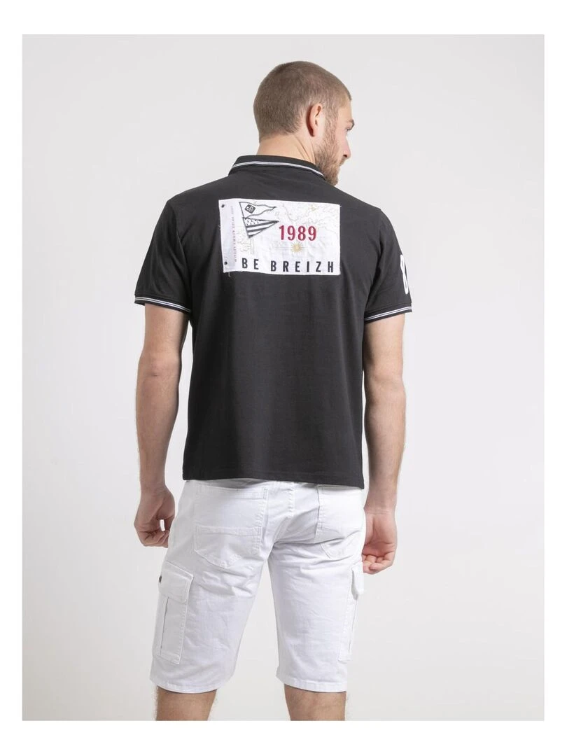 Polo manches courtes pur coton PAHDU Noir