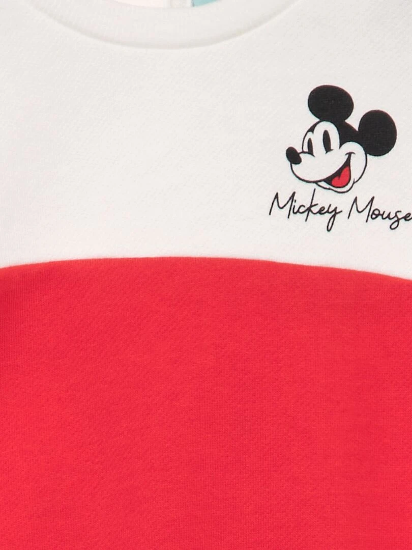 Sweat color block 'Mickey' Blanc/rouge