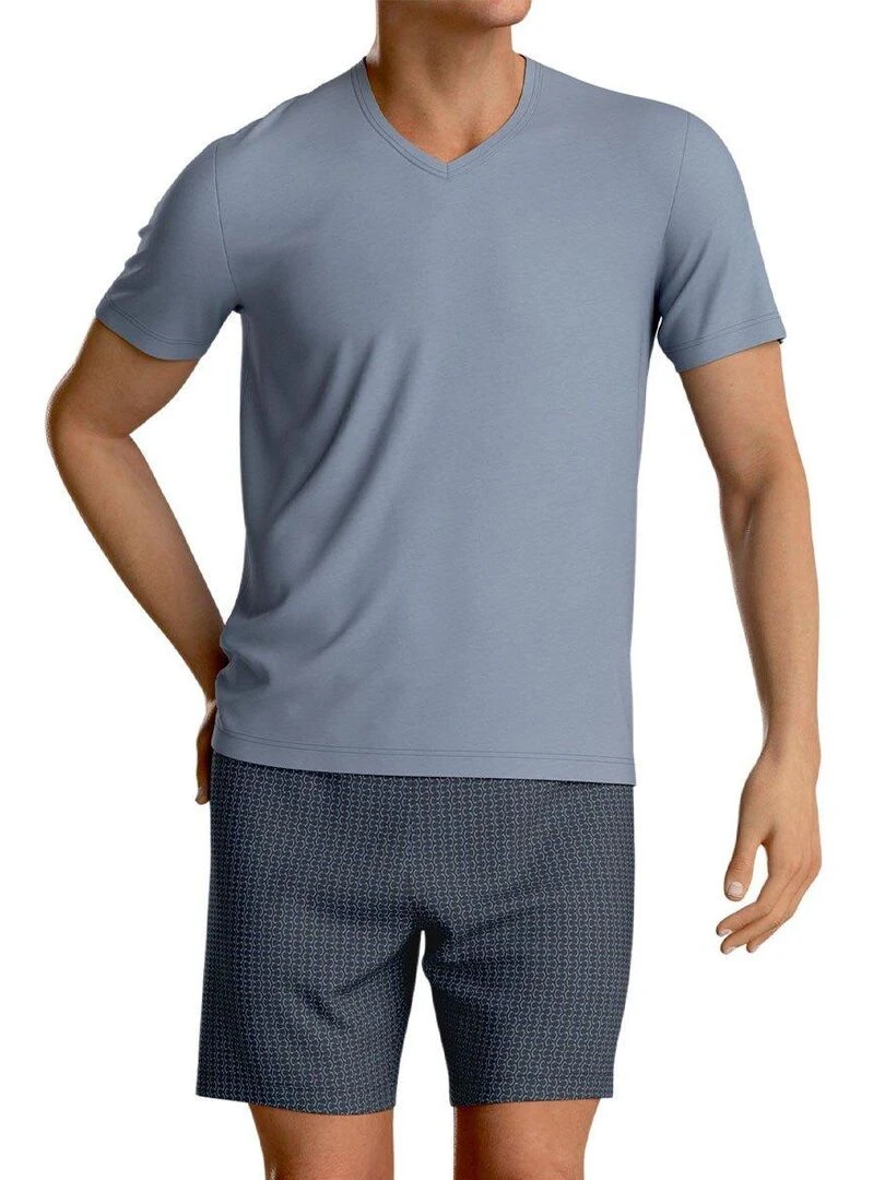 Pyjama court Action Bleu