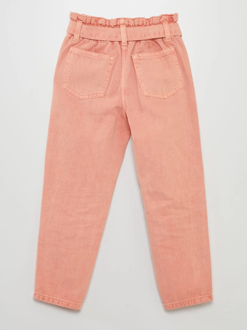 Jean mom à taille ceinturée   Rose